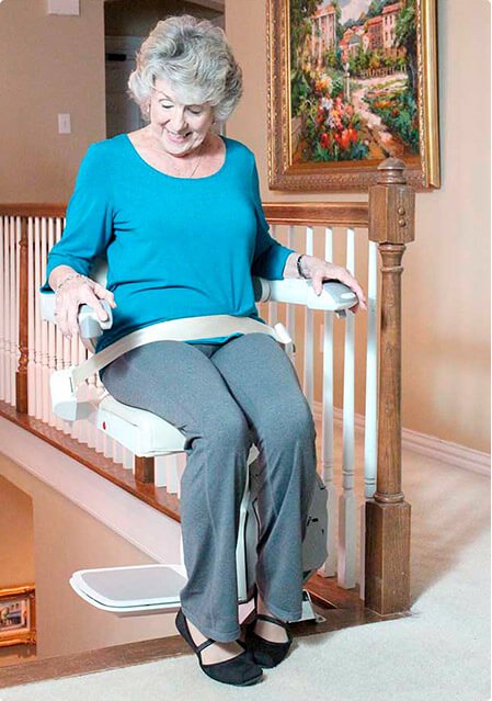 woman riding lift